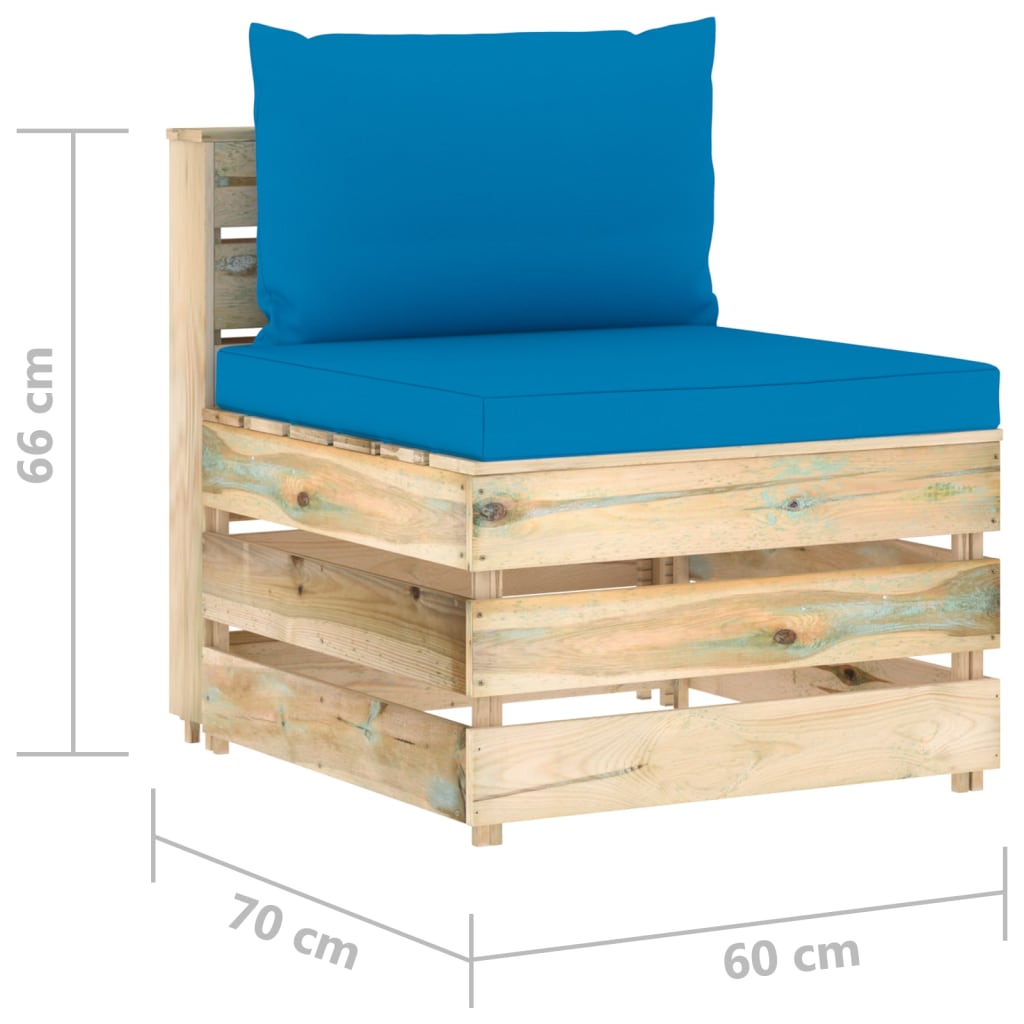 7-tlg. Garten-Lounge-Set mit Kissen Grün Imprägniertes Holz