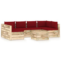 Thumbnail for 7-tlg. Garten-Lounge-Set mit Kissen Grün Imprägniertes Holz