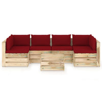 Thumbnail for 7-tlg. Garten-Lounge-Set mit Kissen Grün Imprägniertes Holz