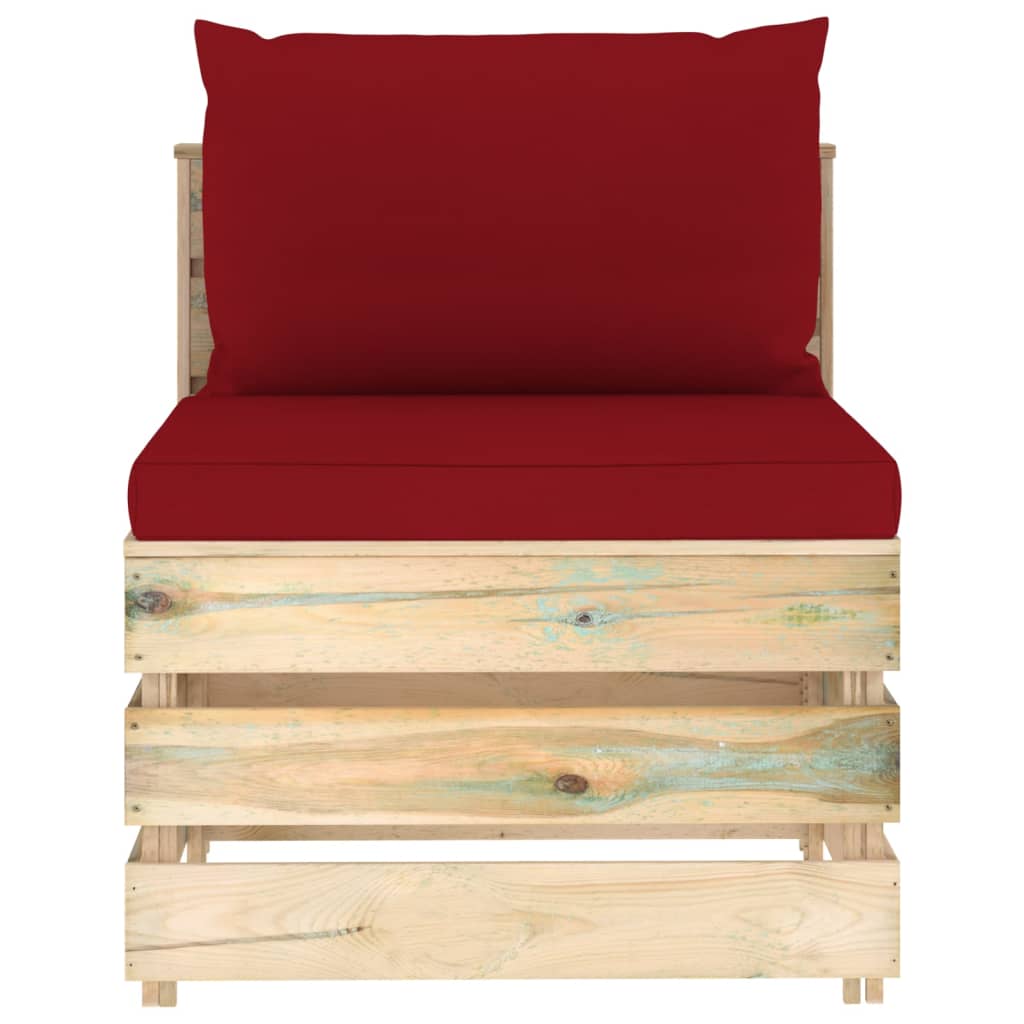 7-tlg. Garten-Lounge-Set mit Kissen Grün Imprägniertes Holz