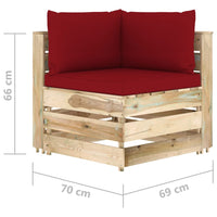 Thumbnail for 7-tlg. Garten-Lounge-Set mit Kissen Grün Imprägniertes Holz