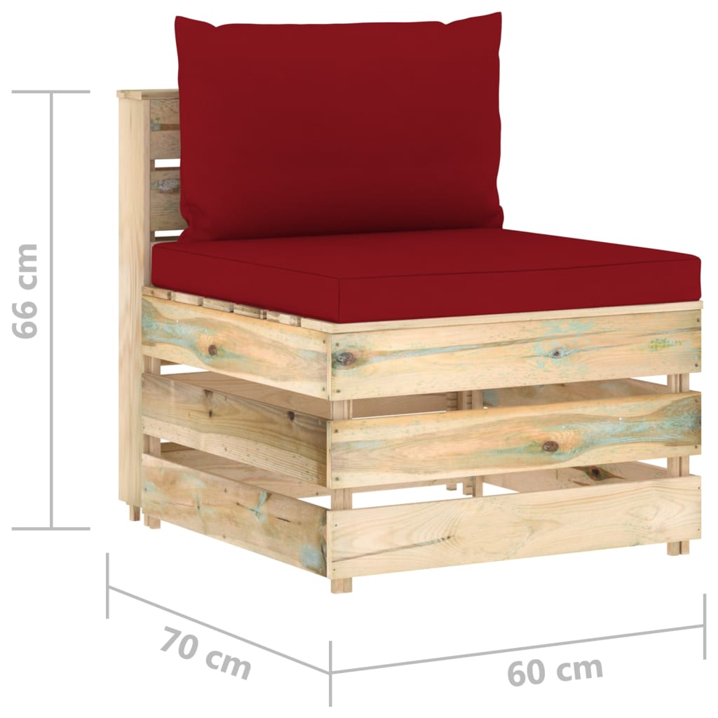 7-tlg. Garten-Lounge-Set mit Kissen Grün Imprägniertes Holz