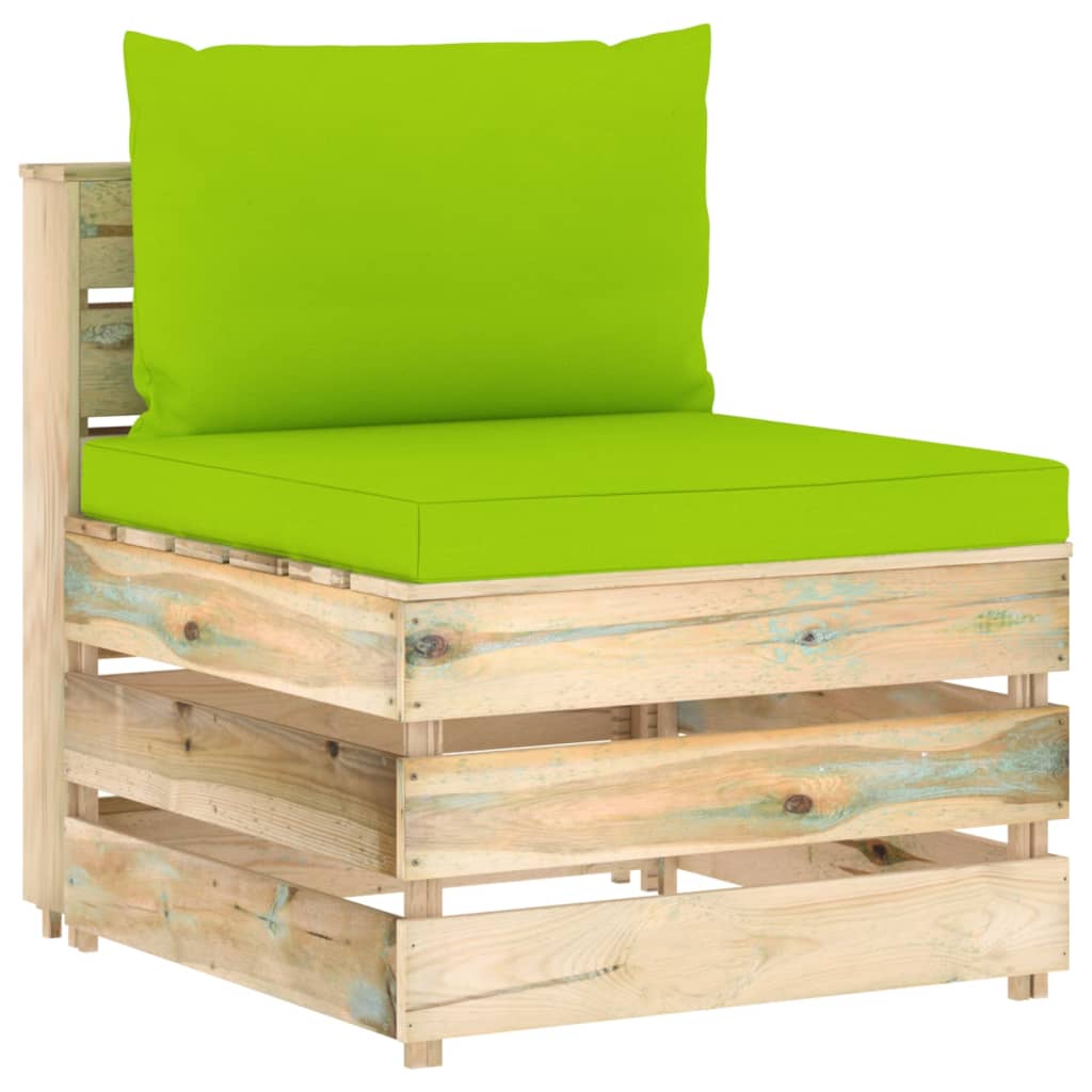 7-tlg. Garten-Lounge-Set mit Kissen Grün Imprägniertes Holz