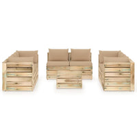 Thumbnail for 9-tlg. Garten-Lounge-Set mit Kissen Grün Imprägniertes Holz