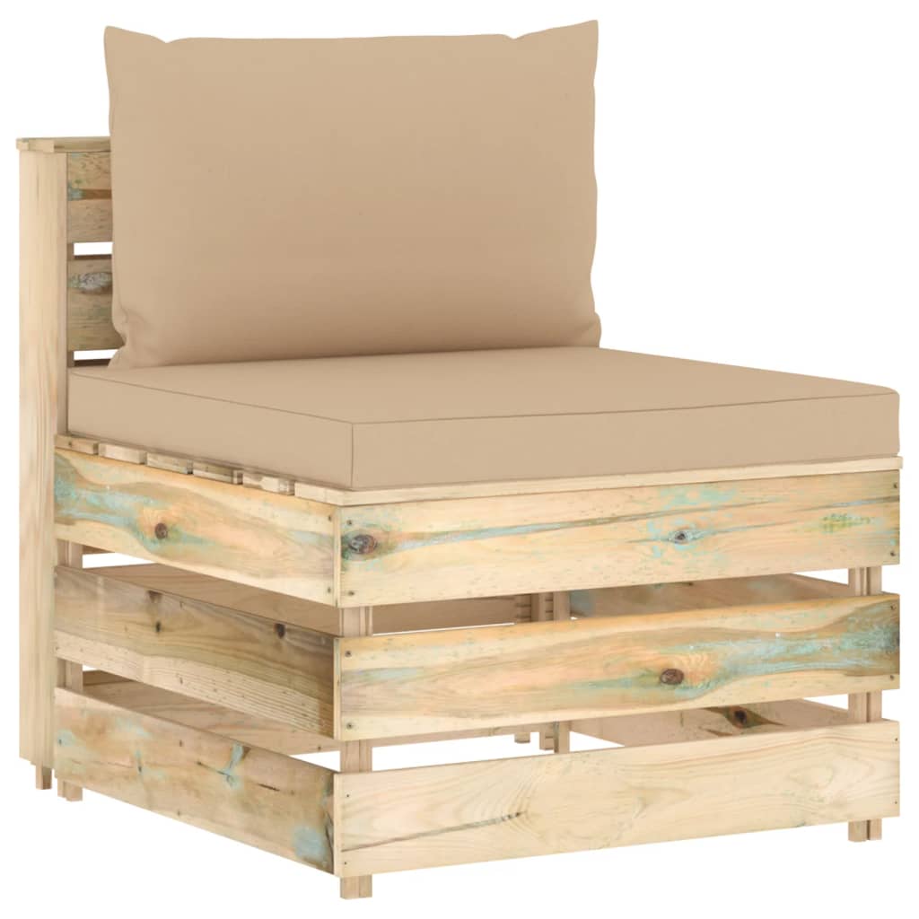 9-tlg. Garten-Lounge-Set mit Kissen Grün Imprägniertes Holz