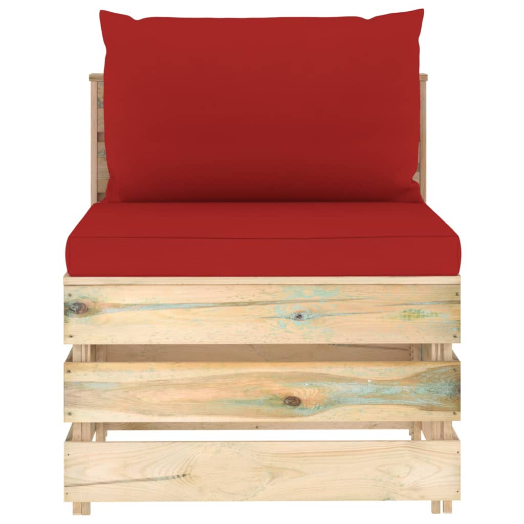 9-tlg. Garten-Lounge-Set mit Kissen Grün Imprägniertes Holz
