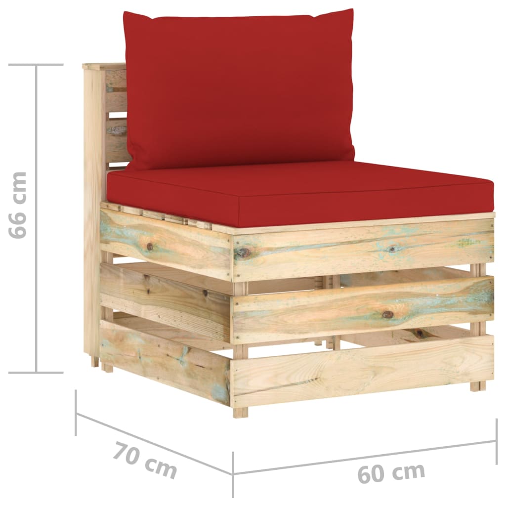 9-tlg. Garten-Lounge-Set mit Kissen Grün Imprägniertes Holz