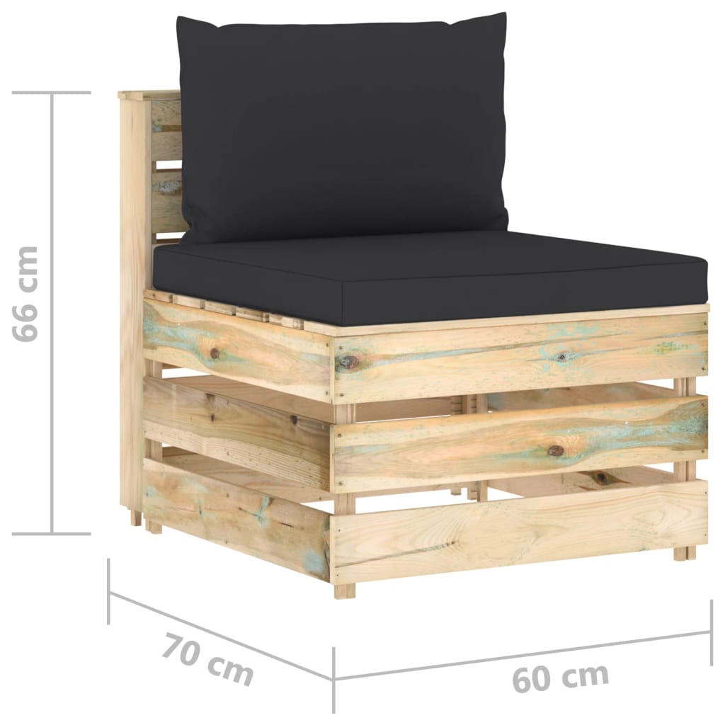 9-tlg. Garten-Lounge-Set mit Kissen Grün Imprägniertes Holz