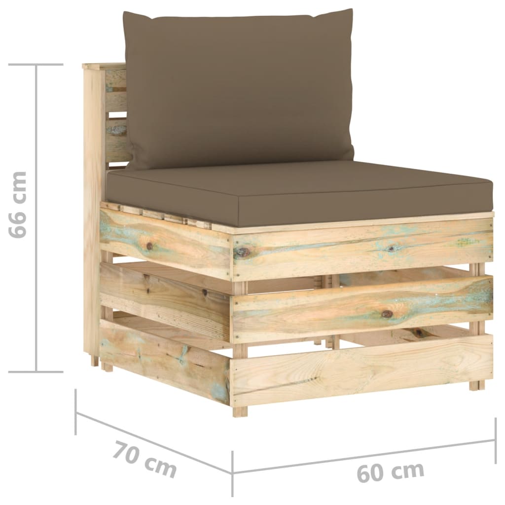 9-tlg. Garten-Lounge-Set mit Kissen Grün Imprägniertes Holz