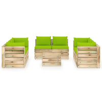 Thumbnail for 9-tlg. Garten-Lounge-Set mit Kissen Grün Imprägniertes Holz
