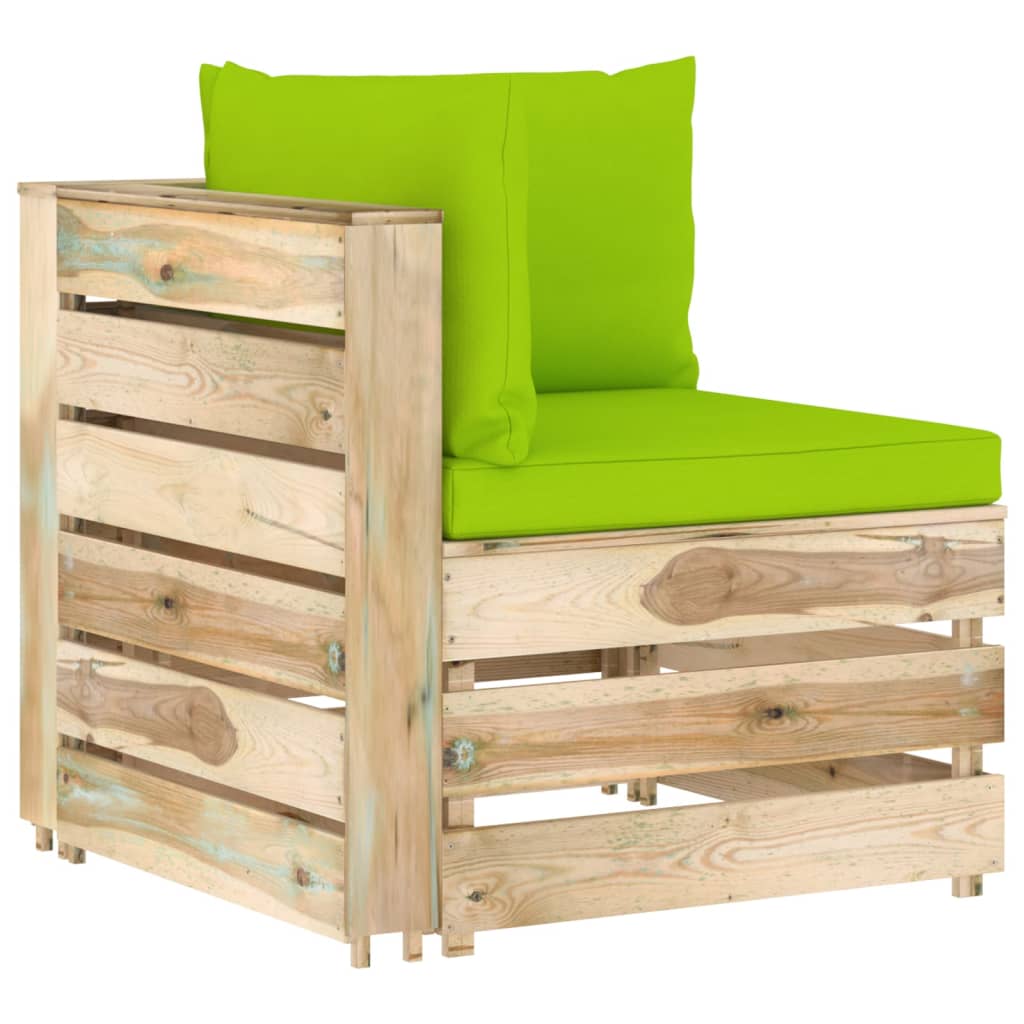 9-tlg. Garten-Lounge-Set mit Kissen Grün Imprägniertes Holz