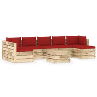 Thumbnail for 8-tlg. Garten-Lounge-Set mit Kissen Grün Imprägniertes Holz