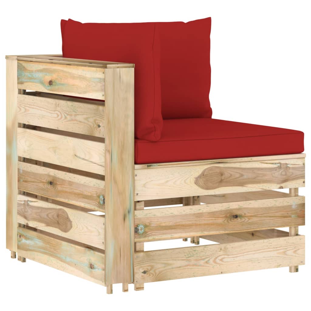 8-tlg. Garten-Lounge-Set mit Kissen Grün Imprägniertes Holz