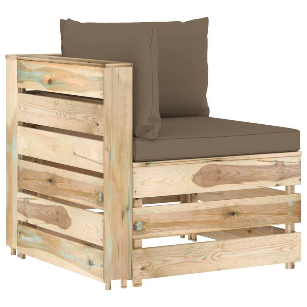 8-tlg. Garten-Lounge-Set mit Kissen Grün Imprägniertes Holz