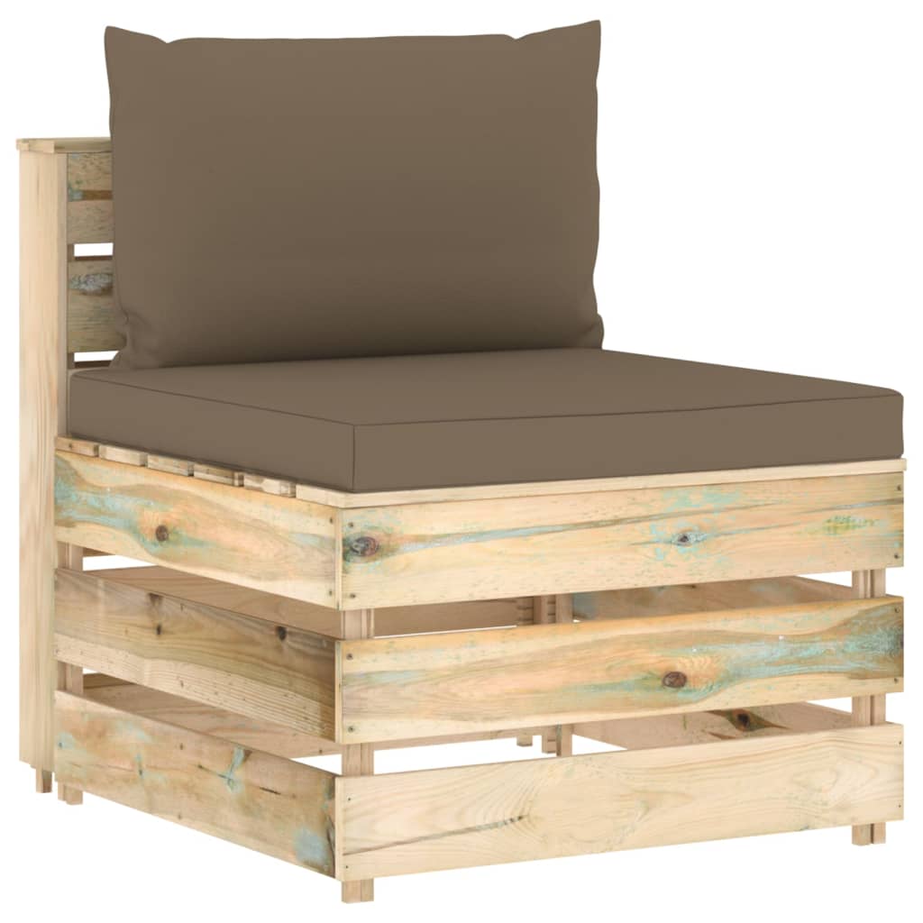 10-tlg. Garten-Lounge-Set mit Kissen Grün Imprägniertes Holz