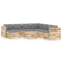 Thumbnail for 9-tlg. Garten-Lounge-Set mit Kissen Grün Imprägniertes Holz