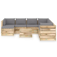 Thumbnail for 9-tlg. Garten-Lounge-Set mit Kissen Grün Imprägniertes Holz