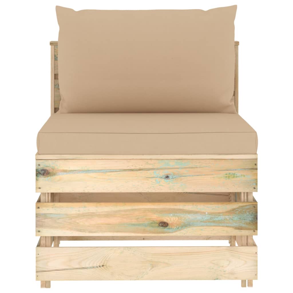 9-tlg. Garten-Lounge-Set mit Kissen Grün Imprägniertes Holz