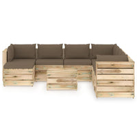 Thumbnail for 9-tlg. Garten-Lounge-Set mit Kissen Grün Imprägniertes Holz