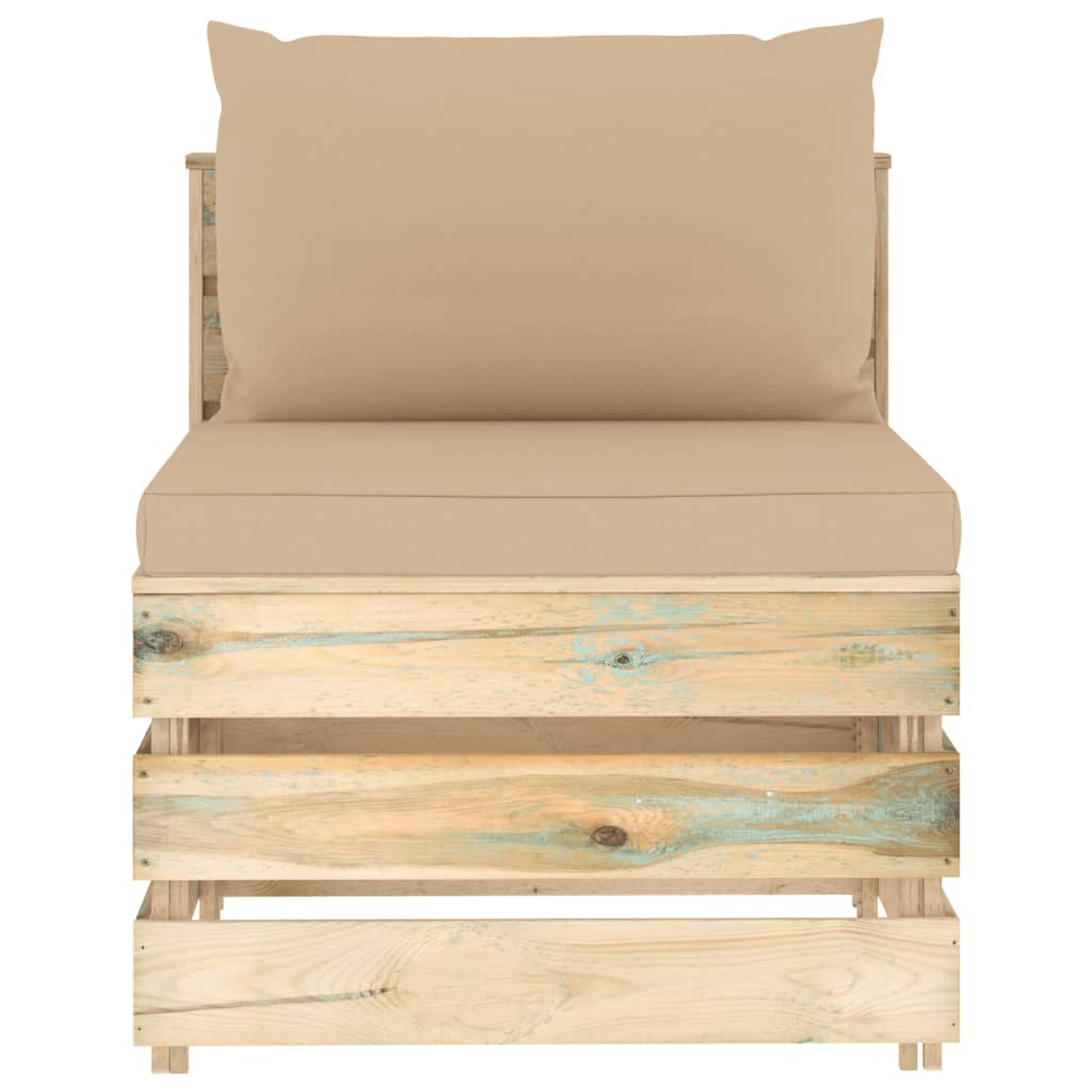 11-tlg. Garten-Lounge-Set mit Kissen Grün Imprägniertes Holz