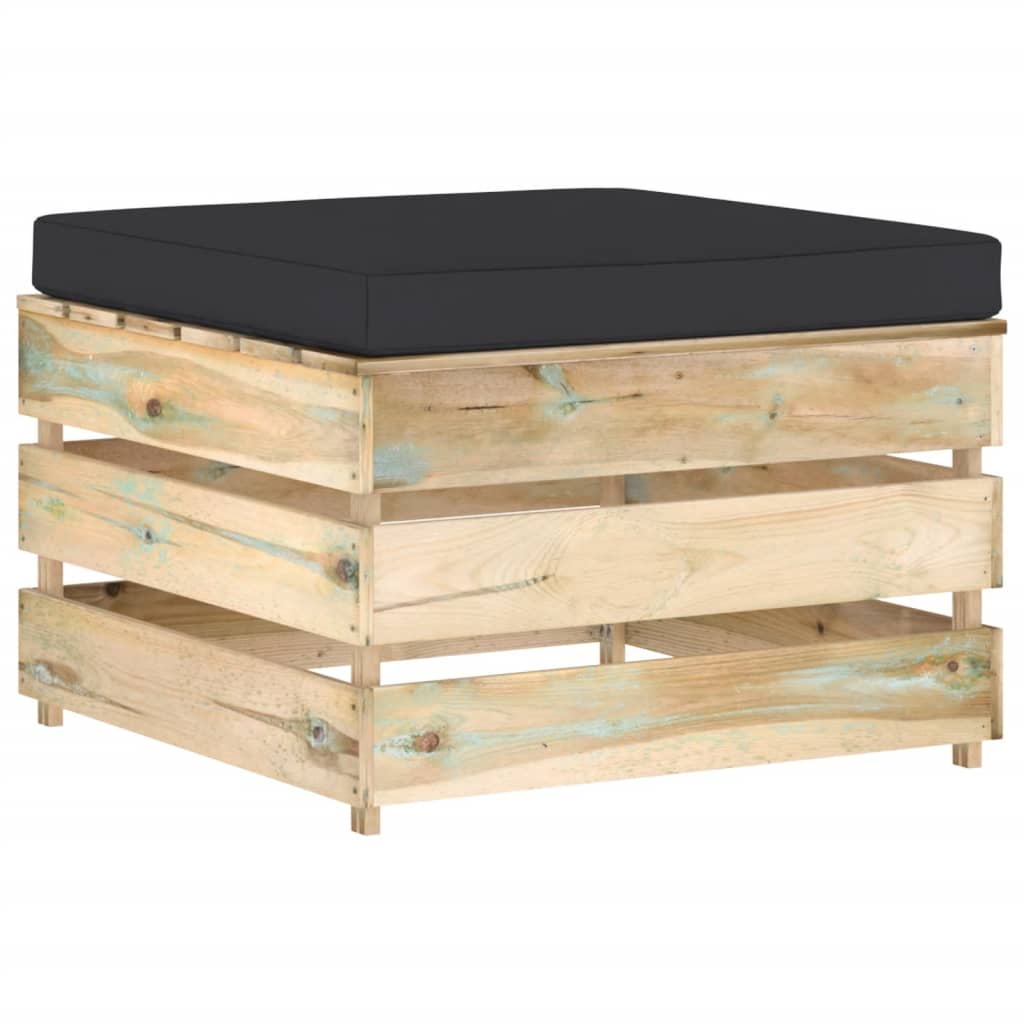 11-tlg. Garten-Lounge-Set mit Kissen Grün Imprägniertes Holz