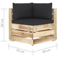 Thumbnail for 11-tlg. Garten-Lounge-Set mit Kissen Grün Imprägniertes Holz