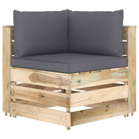 Thumbnail for 12-tlg. Garten-Lounge-Set mit Kissen Grün Imprägniertes Holz