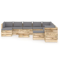 Thumbnail for 12-tlg. Garten-Lounge-Set mit Kissen Grün Imprägniertes Holz