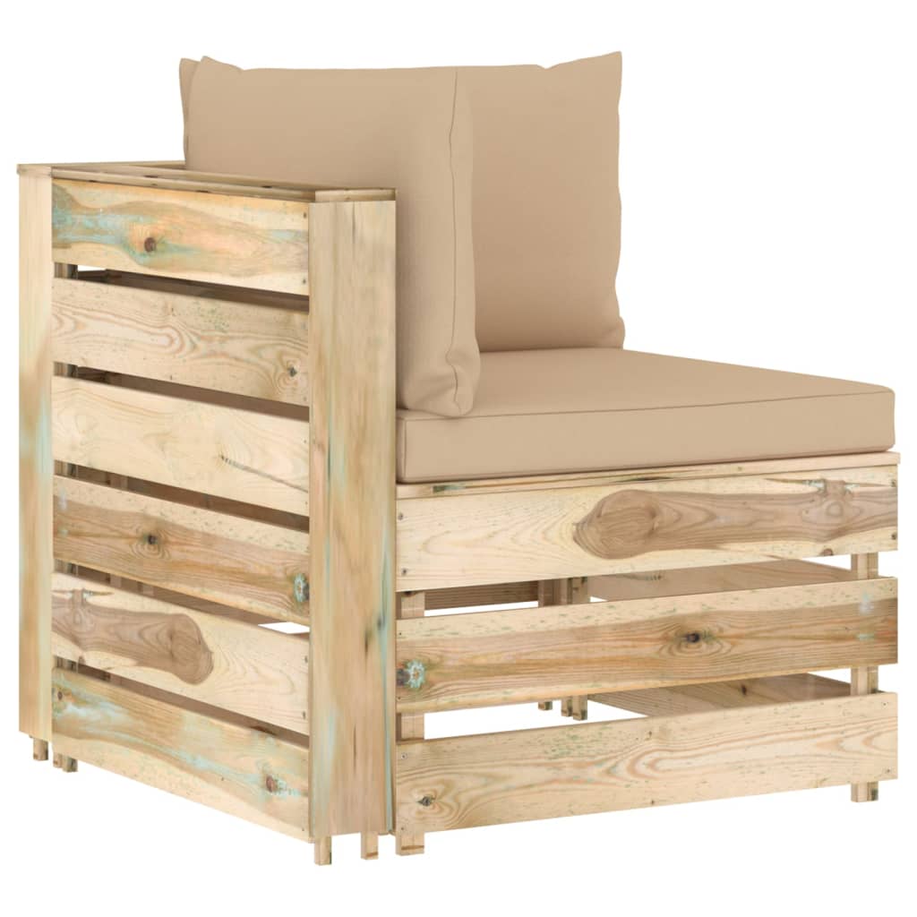 12-tlg. Garten-Lounge-Set mit Kissen Grün Imprägniertes Holz