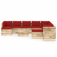 Thumbnail for 12-tlg. Garten-Lounge-Set mit Kissen Grün Imprägniertes Holz