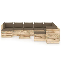 Thumbnail for 12-tlg. Garten-Lounge-Set mit Kissen Grün Imprägniertes Holz
