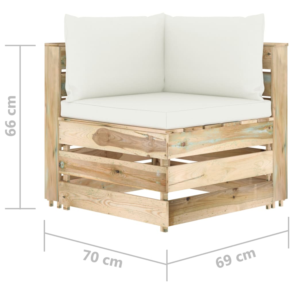 6-tlg. Garten-Lounge-Set mit Kissen Grün Imprägniertes Holz