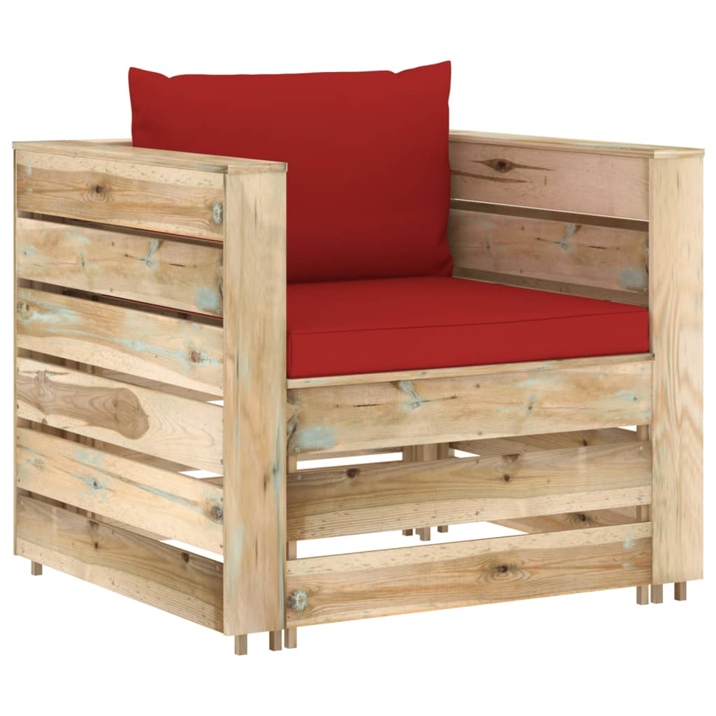6-tlg. Garten-Lounge-Set mit Kissen Grün Imprägniertes Holz