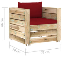 Thumbnail for 6-tlg. Garten-Lounge-Set mit Kissen Grün Imprägniertes Holz