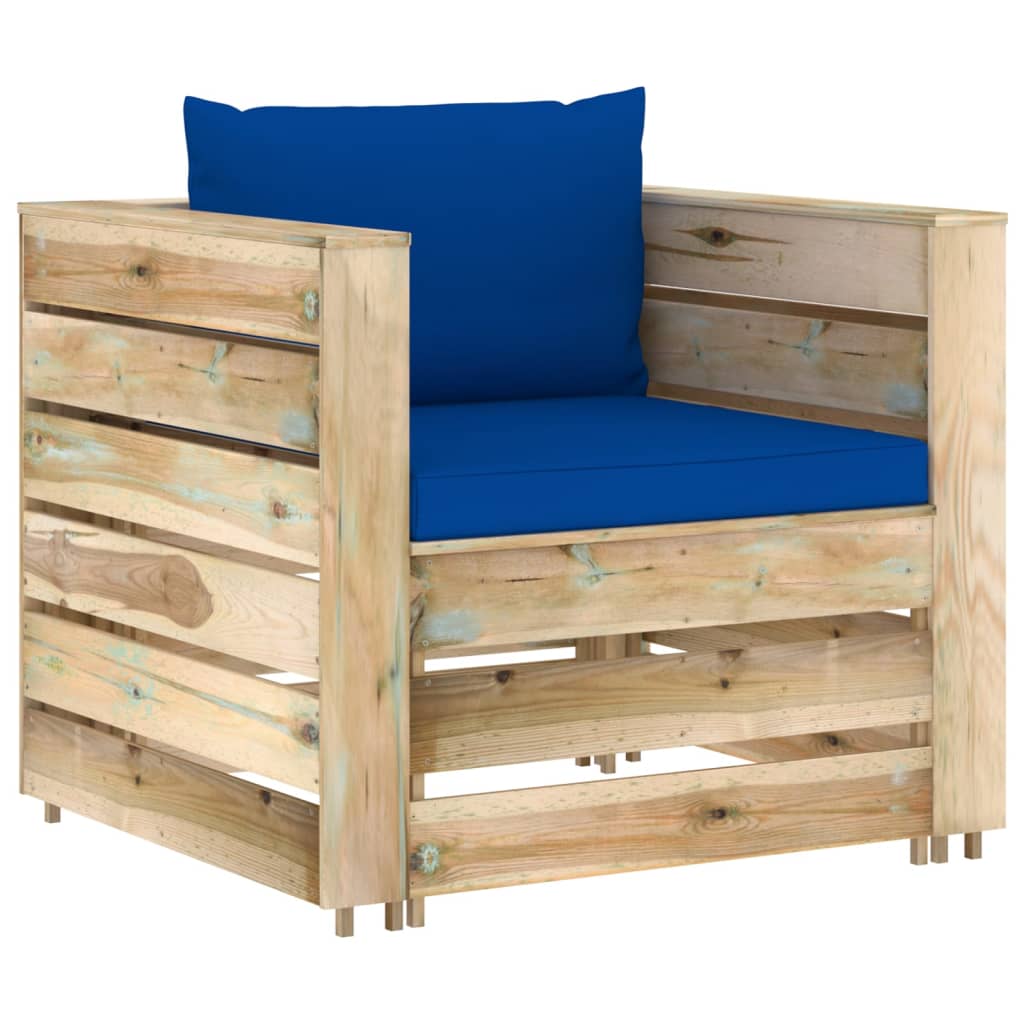 6-tlg. Garten-Lounge-Set mit Kissen Grün Imprägniertes Holz