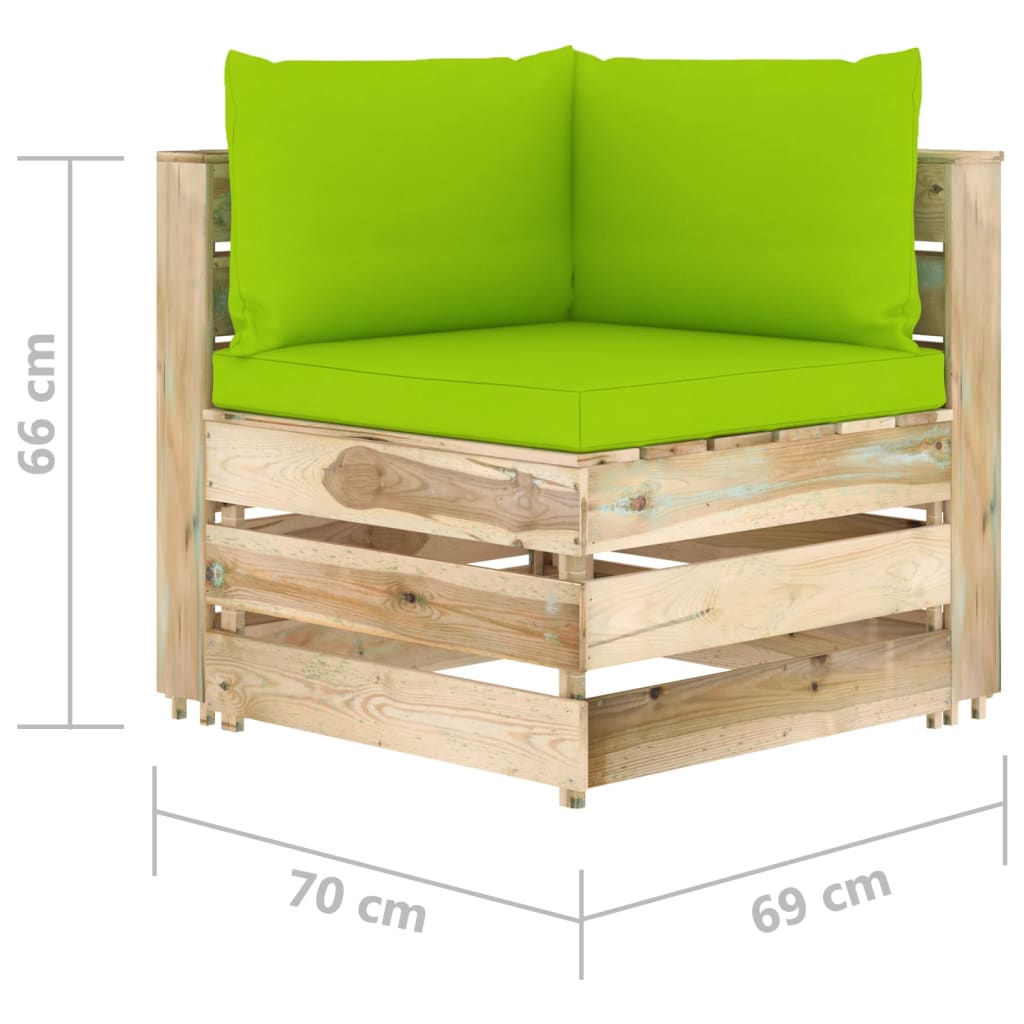 6-tlg. Garten-Lounge-Set mit Kissen Grün Imprägniertes Holz