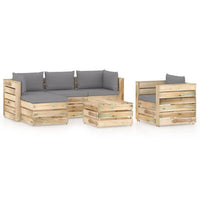 Thumbnail for 6-tlg. Garten-Lounge-Set mit Kissen Grün Imprägniertes Holz