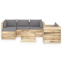 Thumbnail for 6-tlg. Garten-Lounge-Set mit Kissen Grün Imprägniertes Holz