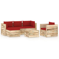 Thumbnail for 6-tlg. Garten-Lounge-Set mit Kissen Grün Imprägniertes Holz