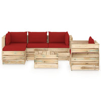 Thumbnail for 6-tlg. Garten-Lounge-Set mit Kissen Grün Imprägniertes Holz
