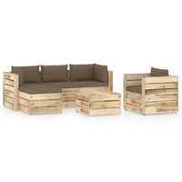 Thumbnail for 6-tlg. Garten-Lounge-Set mit Kissen Grün Imprägniertes Holz