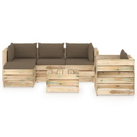 Thumbnail for 6-tlg. Garten-Lounge-Set mit Kissen Grün Imprägniertes Holz