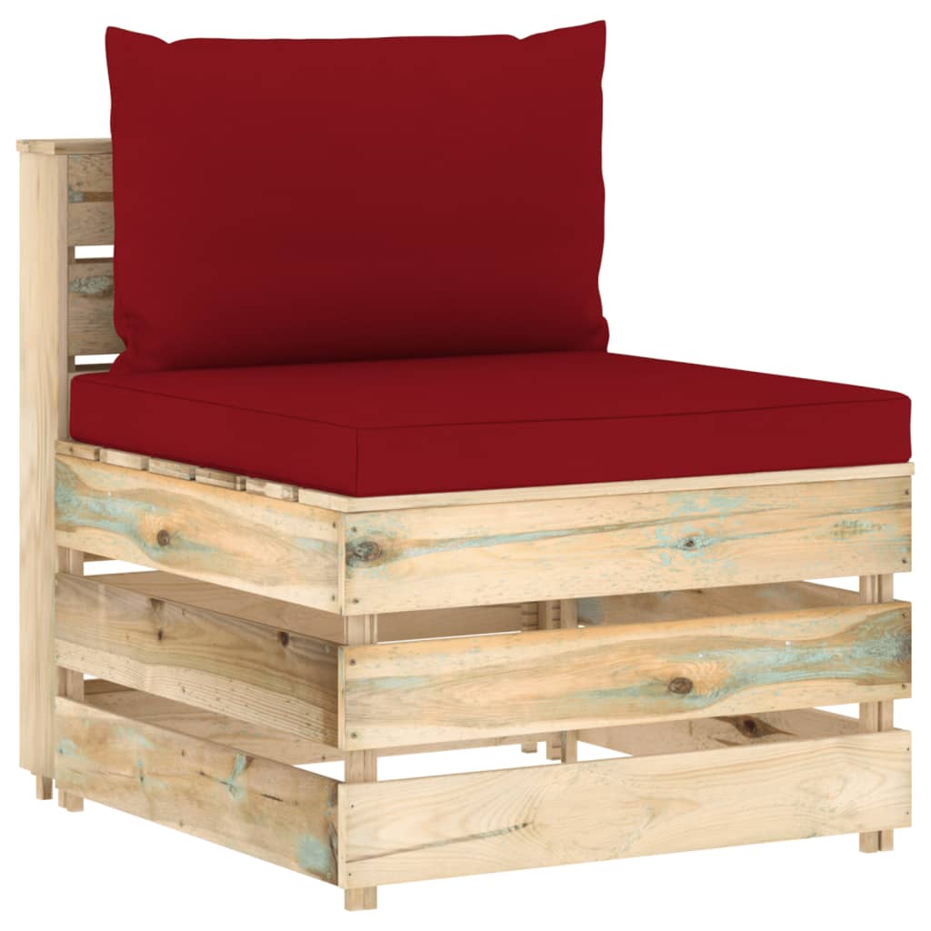 6-tlg. Garten-Lounge-Set mit Kissen Grün Imprägniertes Holz