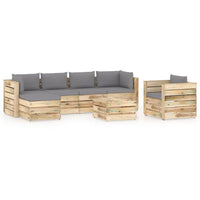 Thumbnail for 7-tlg. Garten-Lounge-Set mit Kissen Grün Imprägniertes Holz
