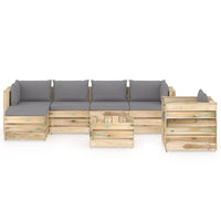 Thumbnail for 7-tlg. Garten-Lounge-Set mit Kissen Grün Imprägniertes Holz