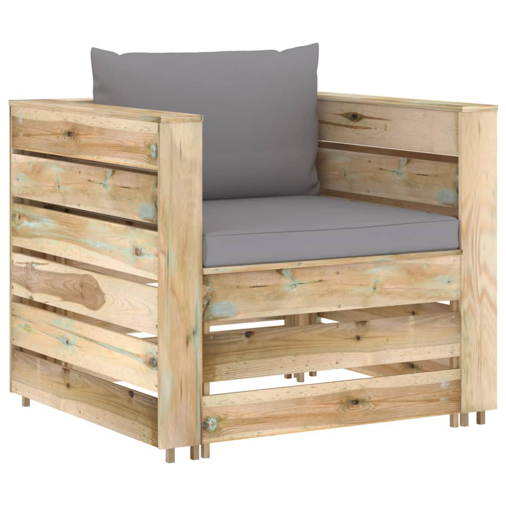 7-tlg. Garten-Lounge-Set mit Kissen Grün Imprägniertes Holz