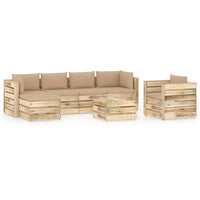 Thumbnail for 7-tlg. Garten-Lounge-Set mit Kissen Grün Imprägniertes Holz