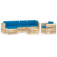 Thumbnail for 7-tlg. Garten-Lounge-Set mit Kissen Grün Imprägniertes Holz