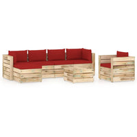 Thumbnail for 7-tlg. Garten-Lounge-Set mit Kissen Grün Imprägniertes Holz