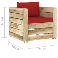 Thumbnail for 7-tlg. Garten-Lounge-Set mit Kissen Grün Imprägniertes Holz